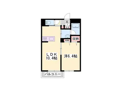 ドゥエラ(1LDK/2階)の間取り写真