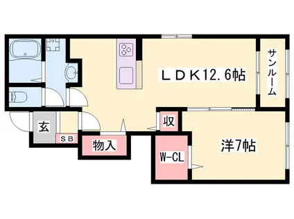 エスペランサ西庄(1LDK/1階)の間取り写真