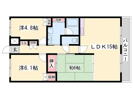 バレルビラ(3LDK/1階)の間取り写真