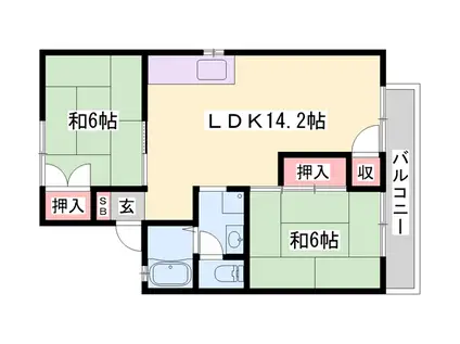 ハイツラポールB(2LDK/2階)の間取り写真