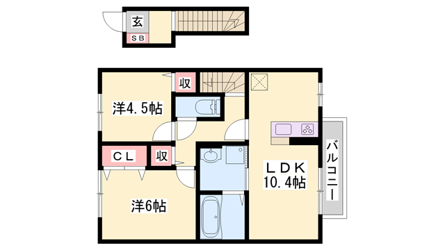 メゾン・ラフィーネ(2LDK/2階)の間取り写真