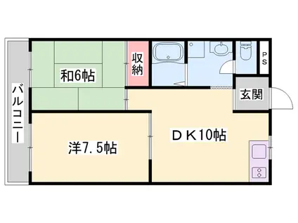 サニーハイム東出口(2DK/3階)の間取り写真