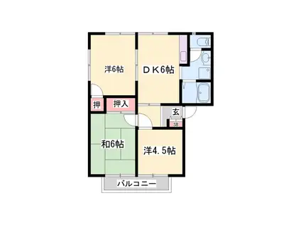 ハイツ二番館(3DK/2階)の間取り写真