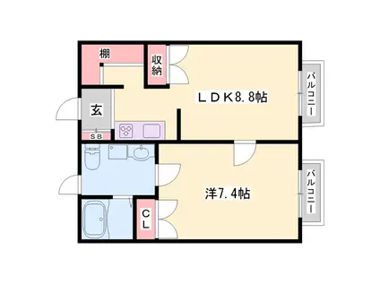 K・HOUSE(1LDK/2階)の間取り写真
