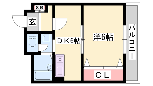 ファーストイン夢前川駅前(1DK/6階)の間取り写真