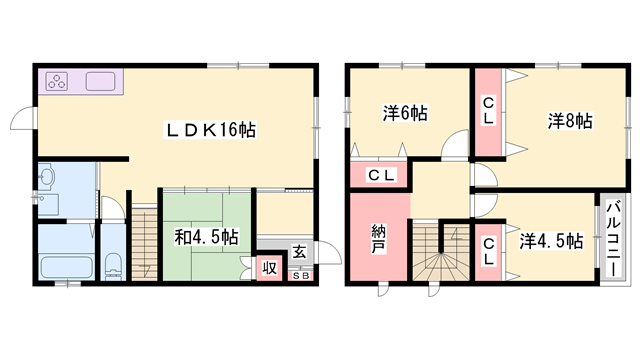 山陽本線 姫路駅 バス乗車時間：23分 前山バス停で下車 徒歩4分 2階建 築12年(3LDK)の間取り写真