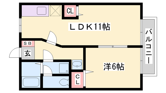 エスポワール鎌倉(1LDK/2階)の間取り写真