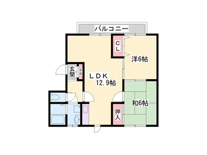 アルコラカーサ町坪Ⅱ(2LDK/2階)の間取り写真