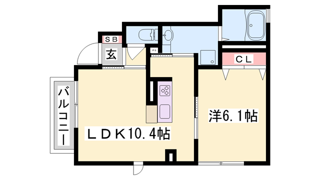 ハートランド(1LDK/1階)の間取り写真