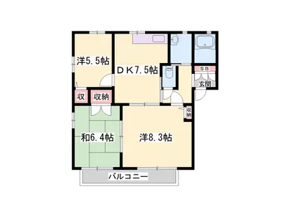 グランシード中島(3DK/1階)の間取り写真