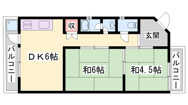 コーポ蝉ヶ丘(2DK/1階)の間取り写真