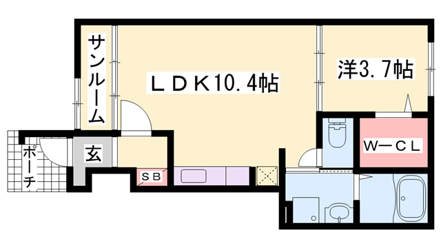 バーミィ ガーデンⅡ(1LDK/1階)の間取り写真