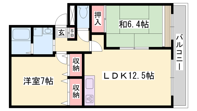 レジデンスコート東山(2LDK/3階)の間取り写真