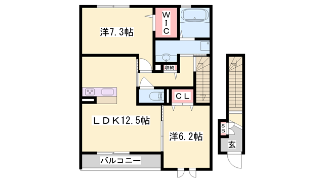 リジエール ドゥ(2LDK/2階)の間取り写真