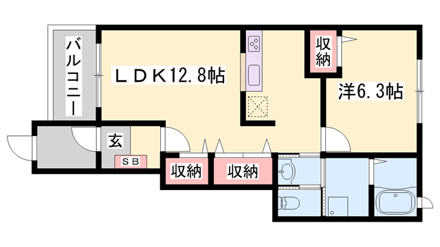 セントポーリアⅡ(1LDK/1階)の間取り写真