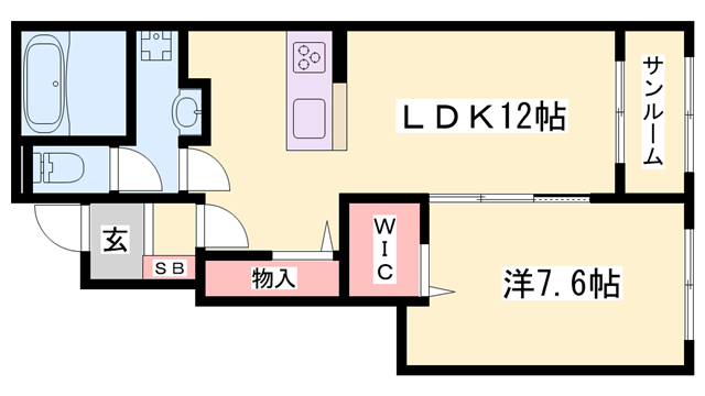 ノア Ⅲ(1LDK/1階)の間取り写真