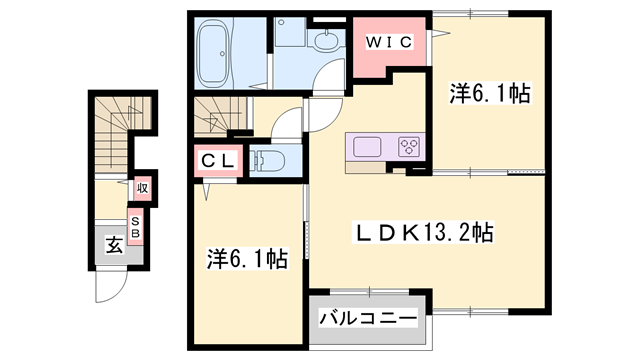 マジェスティⅡ(2LDK/2階)の間取り写真