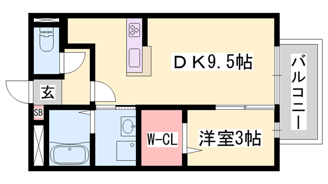 セリバテール荒川(1DK/1階)の間取り写真
