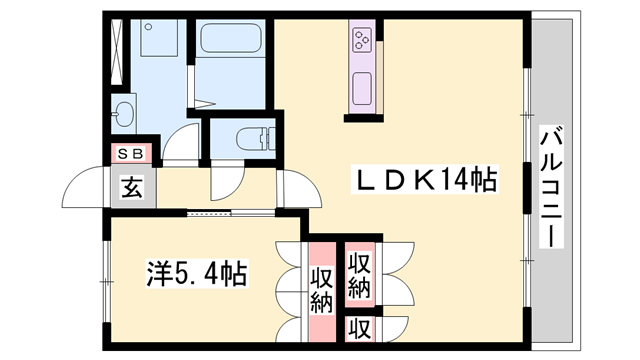 ヴィクトリーステージカンダ(1LDK/2階)の間取り写真