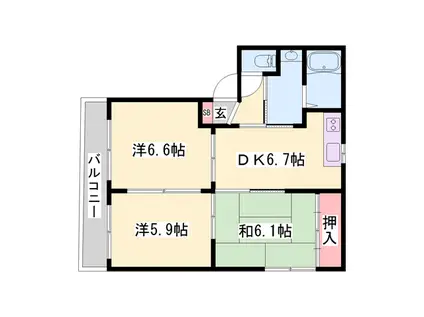 シャーメゾンみのり(3DK/1階)の間取り写真