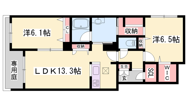 MAISON ETERNO(2LDK/1階)の間取り写真