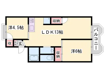 サニーハイツ(2LDK/2階)の間取り写真
