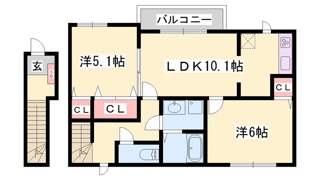 エーデルⅡ(2LDK/2階)の間取り写真