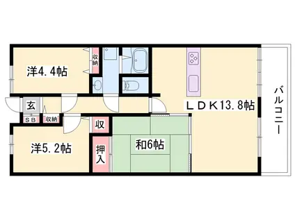 サクラメント今宿(3LDK/6階)の間取り写真