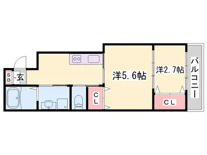 コティ網干(2K/1階)の間取り写真