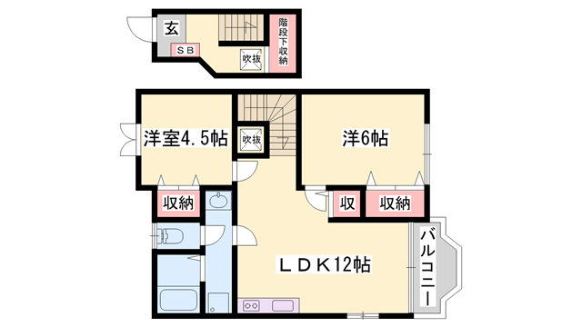 パークサイドⅡ(2LDK/2階)の間取り写真