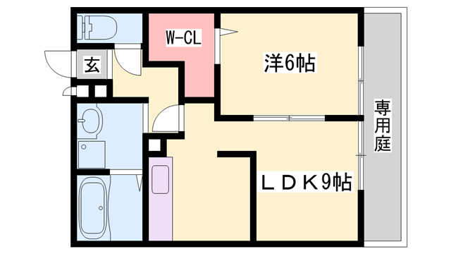 ルミエール(1LDK/1階)の間取り写真