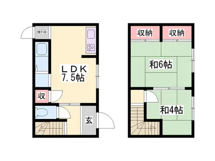山陽本線 土山駅 徒歩20分 2階建 築54年(3K)の間取り写真