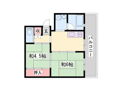 ビレッジハウス福崎(2DK/1階)の間取り写真