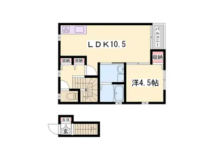 Kパラッツォ加古川(1LDK/2階)の間取り写真