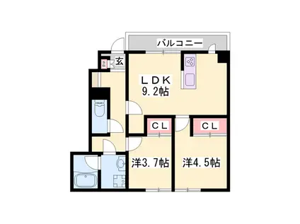 サン・オリーブ・双葉(2LDK/1階)の間取り写真