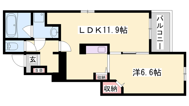 エヴィメリア1(1LDK/1階)の間取り写真