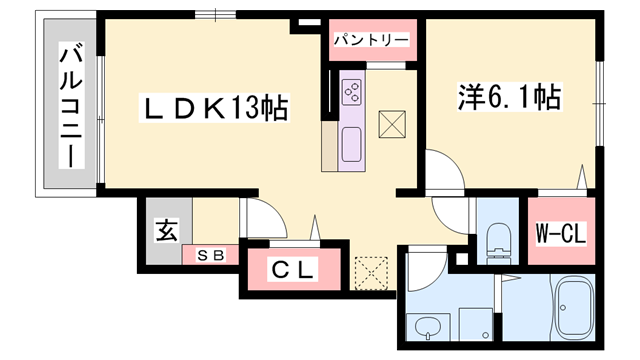 サンリット(1LDK/1階)の間取り写真