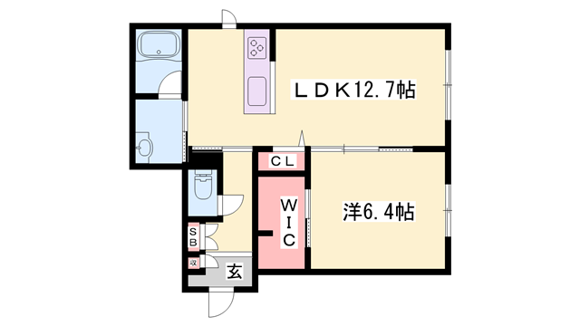 ジョイターフ(1LDK/1階)の間取り写真