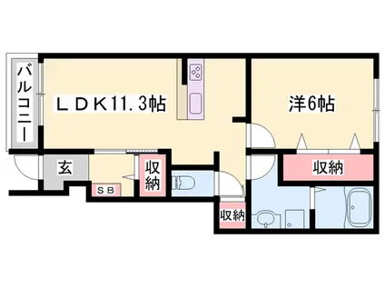 プラシードⅠ(1LDK/1階)の間取り写真