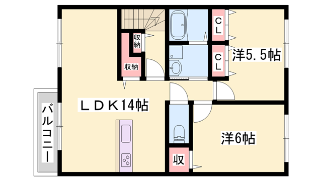 FOREST CAPE たつのA棟(2LDK/2階)の間取り写真