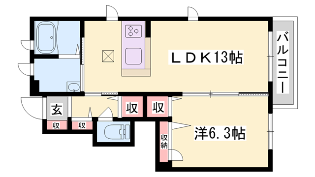 アーバンのざとCENTER(1LDK/1階)の間取り写真