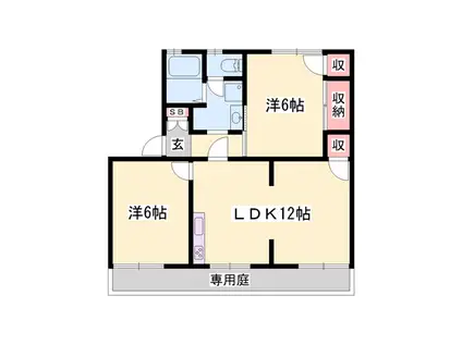 ハイツ美津野(2LDK/1階)の間取り写真