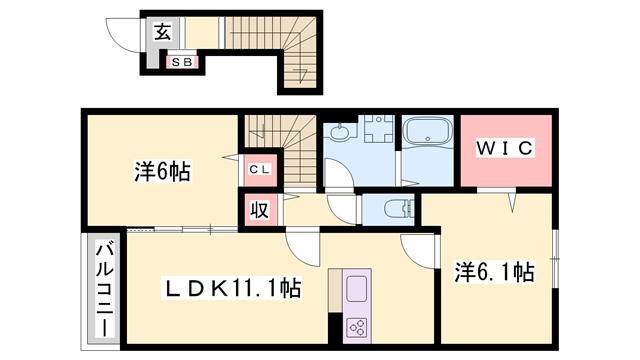 リヴィエール・デュアルA(2LDK/2階)の間取り写真