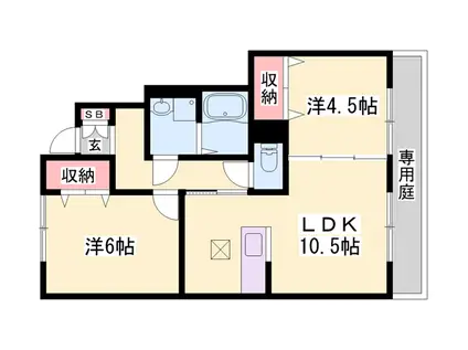 ソレイユ東阿保(2LDK/1階)の間取り写真