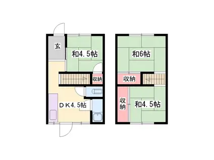 新和苑東棟ハ号(3DK/1階)の間取り写真