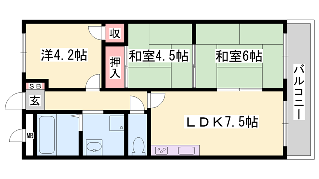 リゾティ英賀保(3LDK/3階)の間取り写真