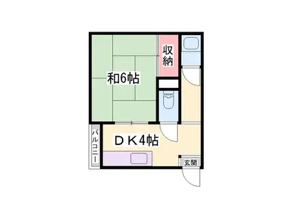 GORIハイツ(1DK/2階)の間取り写真