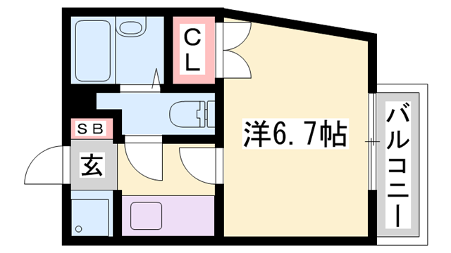 ジュネス白国(1K/2階)の間取り写真
