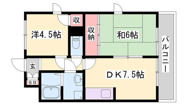 アスミー(2DK/2階)の間取り写真