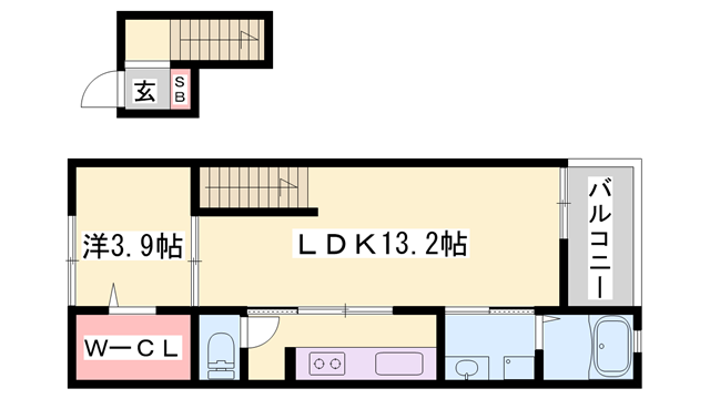 フィレールデュトラジャⅦ(1LDK/4階)の間取り写真